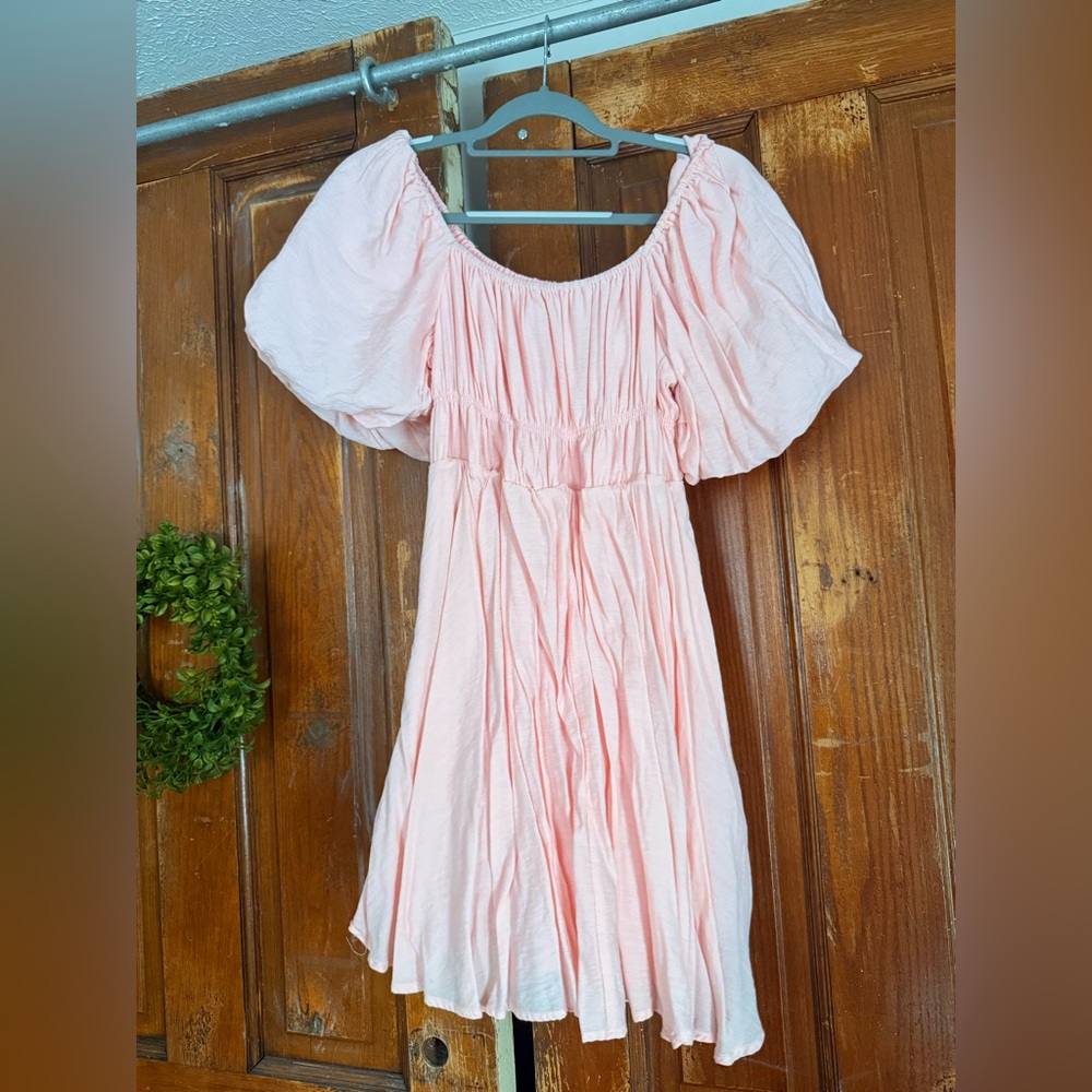 Francesca's Collections Pink Off-Shoulder Mini Dress